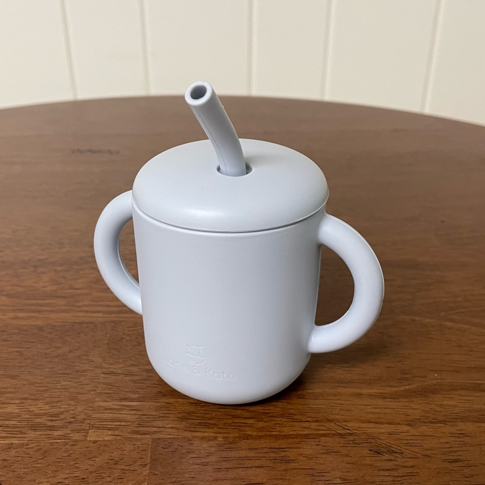Mushie Two-Handled Silicone Cup with Straw